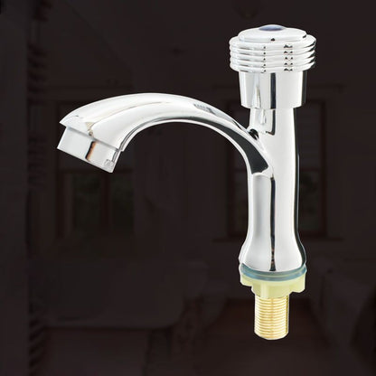 Skorter | Modern Bathroom Faucet Chrome Button Handle with Water Hose Sink Faucet