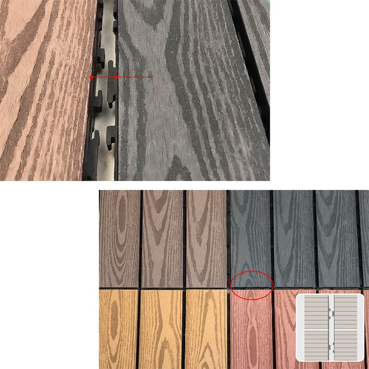 Skorter | Composite Square Patio Tiles Interlocking Striped Pattern Patio Floor Tiles