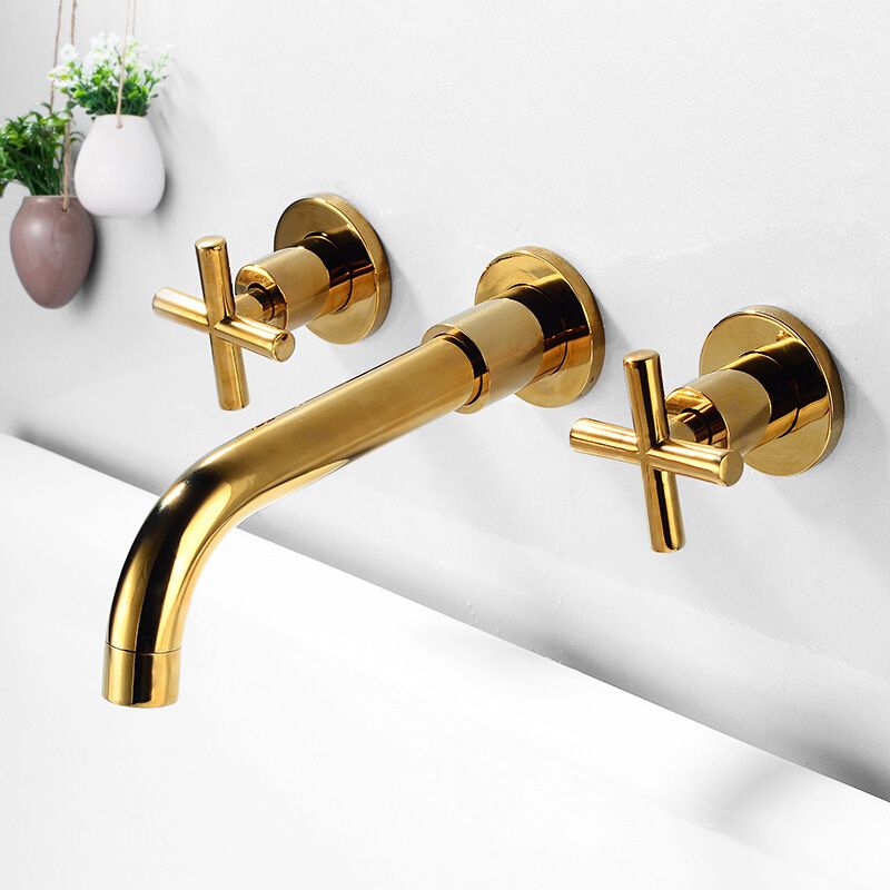 Skorter | 3 holes faucet 2 cross handle wall-mounted faucet for the bathroom