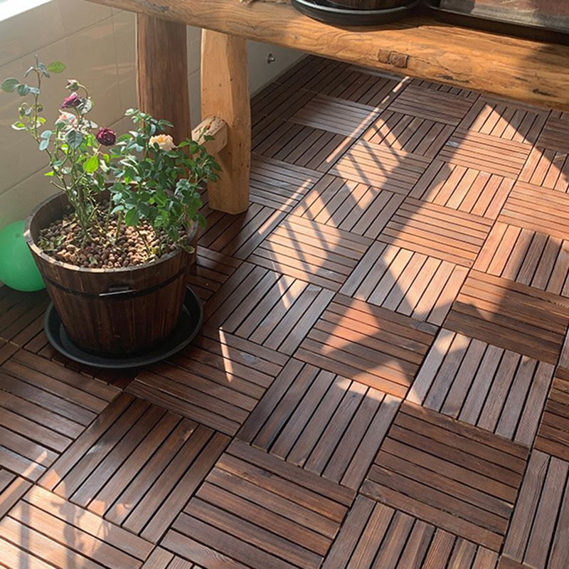 Skorter | 7-Slat Square Wooden Terrace Tiles Click Installation Outdoor Floor Tiles