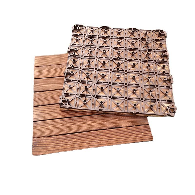 Skorter | 7-Slat Square Wooden Terrace Tiles Click Installation Outdoor Floor Tiles