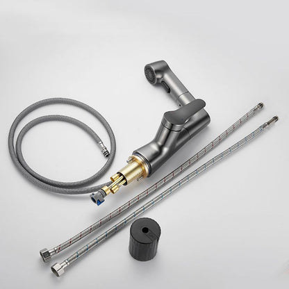 Skorter | Bathroom vessel faucet high arc three-way spout single-handle faucet with pull-out sprayer