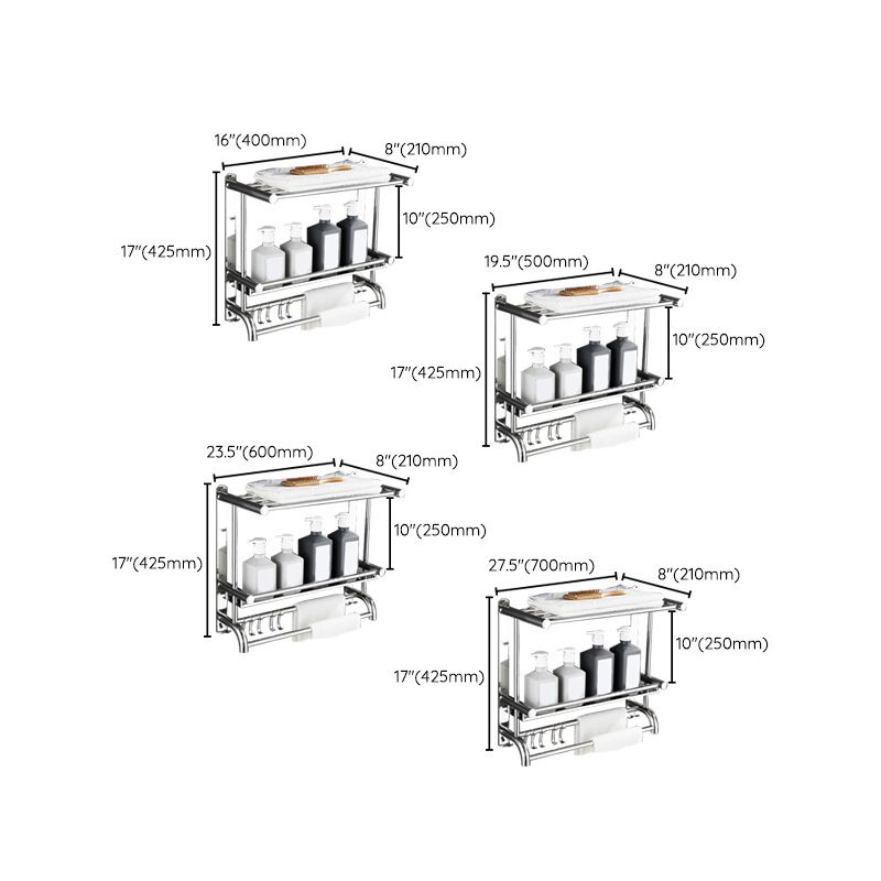 Skorter | Contemporary bathroom accessory set made of chrome-plated stainless steel with bathrobe hooks/towel rail