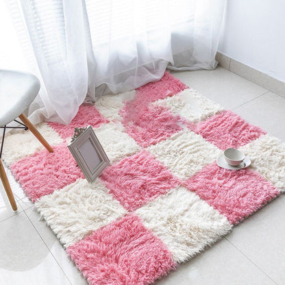 Skorter | Basic carpet tiles solid color long pile square bedroom carpet tiles