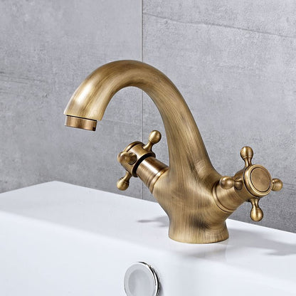 Skorter | Bathroom Vessel Faucet Double Cross Handle Low Arc Industrial Sink Faucet