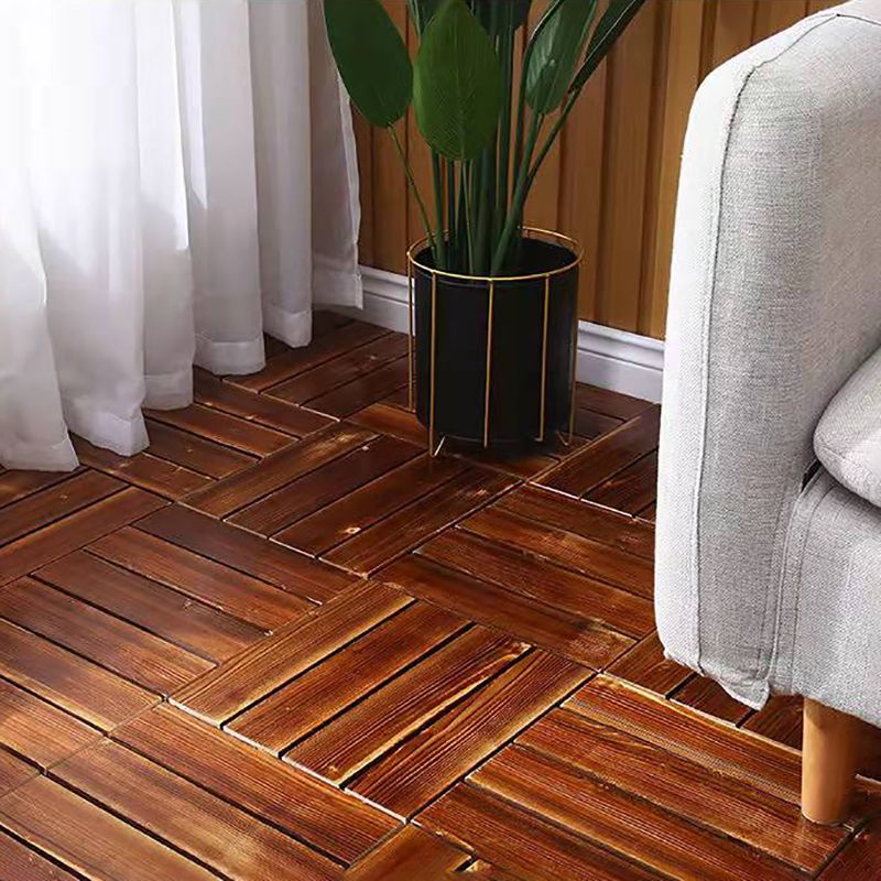 Skorter | 4-Slat Wood Floor Tiles Interlocking Installation Floor Tiles