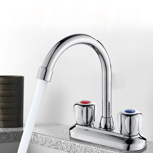 Skorter | 2-Handle Brass Bathroom Faucet Modern High Arc Center Tap
