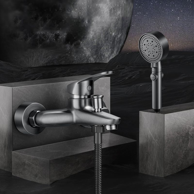 Skorter | Bathtub filler wall mount hand shower single lever handle 2 holes low arc bathtub faucet with hose