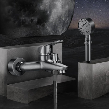 Skorter | Bathtub filler wall mount hand shower single lever handle 2 holes low arc bathtub faucet with hose