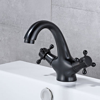 Skorter | Bathroom Vessel Faucet Double Cross Handle Low Arc Industrial Sink Faucet