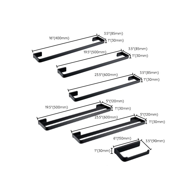 Skorter | Black Bathroom Accessories Hardware Set with Towel Bar and Bathroom Shelf