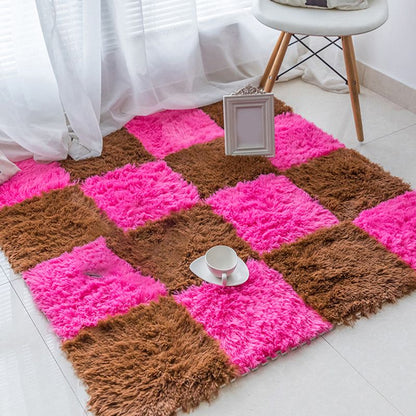 Skorter | Bedroom Carpet Tiles Solid Color Square Shag Stain Resistant Carpet Tiles