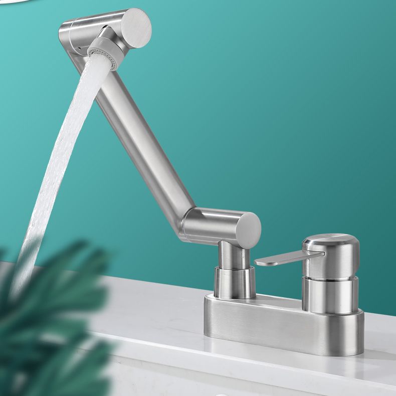 Skorter | 2 holes sink faucet swivel stainless steel single handle central mount faucet