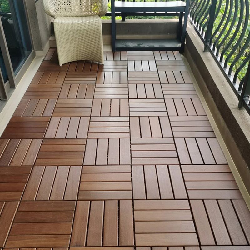 Skorter | 4-Slat Wood Deck/Patio Floor Tiles Interlocking Installation Floor Tiles