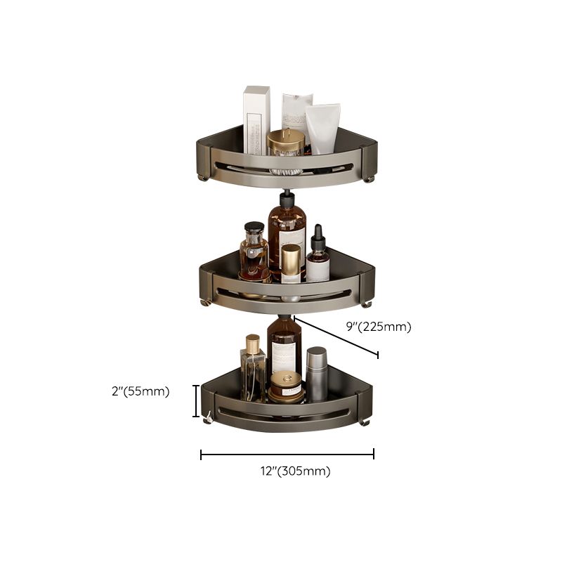 Skorter | Contemporary Aluminum Bathroom Accessories Set Gray Bath Shelf