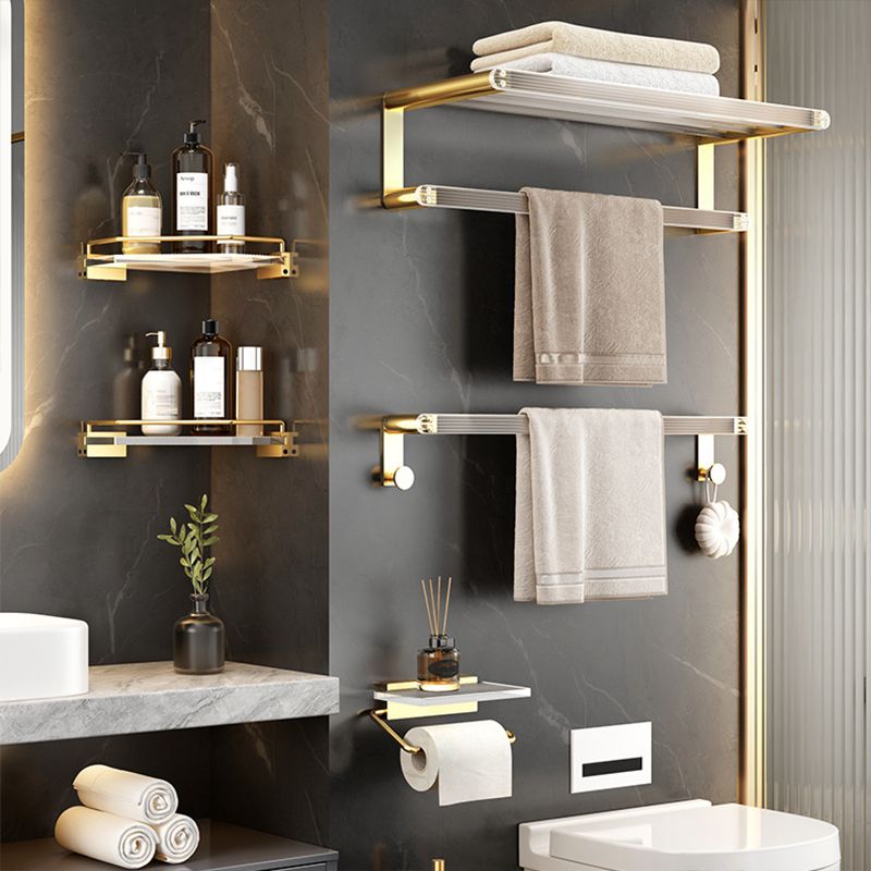 Skorter | Bathroom Accessories Set in Gold Metal and Acrylic Bathroom Accessories Set
