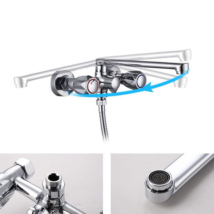 Skorter | Contemporary Bathtub Faucet Trim Chrome Wall-Mounted Swivel Spout with Hand Shower