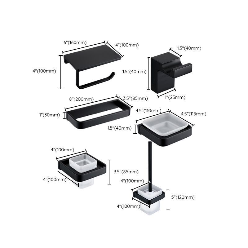 Skorter | Black Bathroom Accessories Hardware Set with Towel Bar and Bathroom Shelf