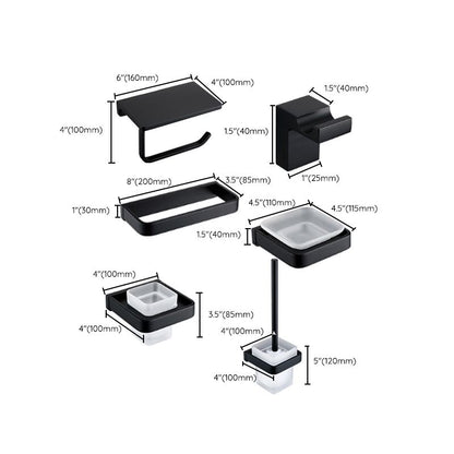 Skorter | Black Bathroom Accessories Hardware Set with Towel Bar and Bathroom Shelf