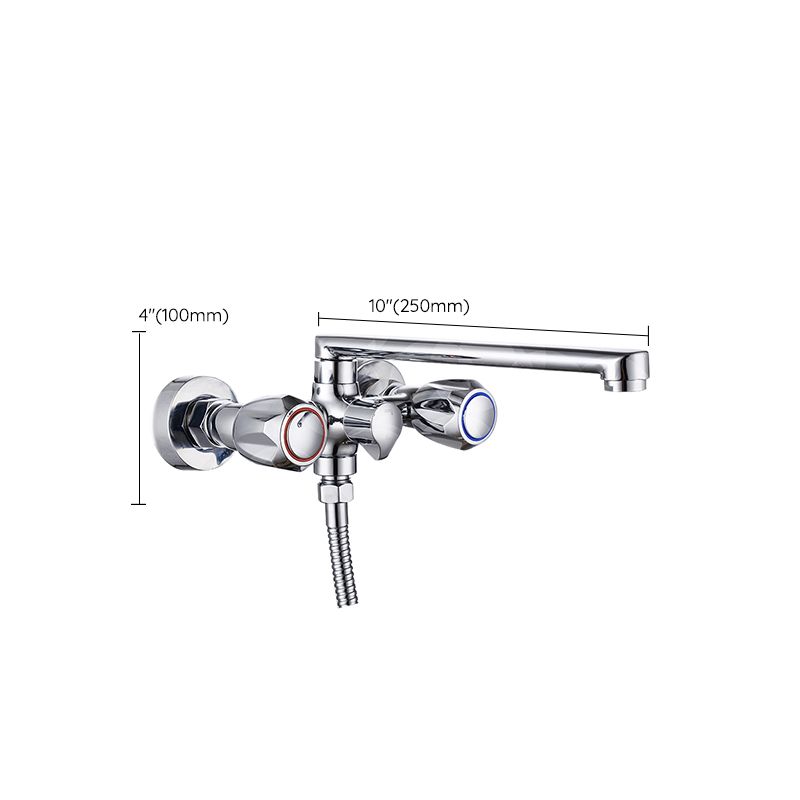 Skorter | Contemporary Bathtub Faucet Trim Chrome Wall-Mounted Swivel Spout with Hand Shower