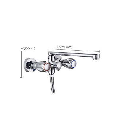 Skorter | Contemporary Bathtub Faucet Trim Chrome Wall-Mounted Swivel Spout with Hand Shower