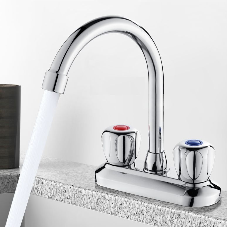 Skorter | 2-Handle Brass Bathroom Faucet Modern High Arc Central Valve