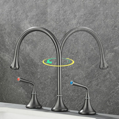 Skorter | Double Handle Tub Spout Deck Mounted High Arc Brass Modern Roman Tub Spout