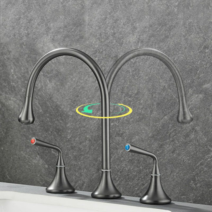 Skorter | Double Handle Tub Spout Deck Mounted High Arc Brass Modern Roman Tub Spout