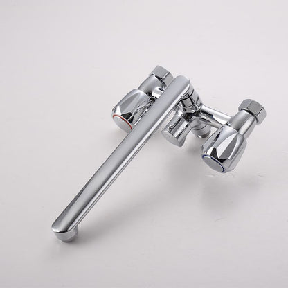Skorter | Contemporary Bathtub Faucet Trim Chrome Wall-Mounted Swivel Spout with Hand Shower