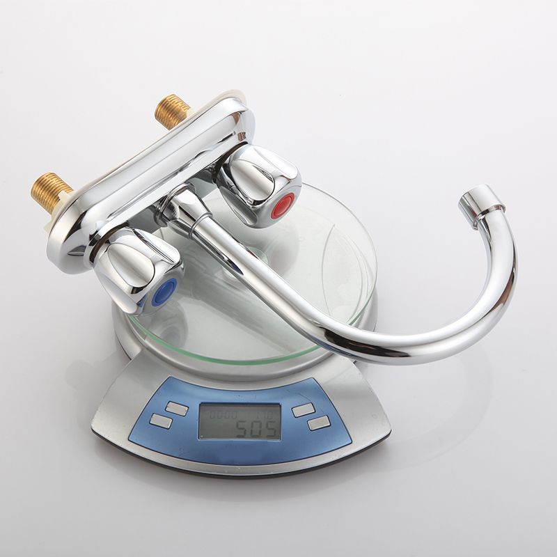 Skorter | 2-Handle Brass Bathroom Faucet Modern High Arc Center Tap