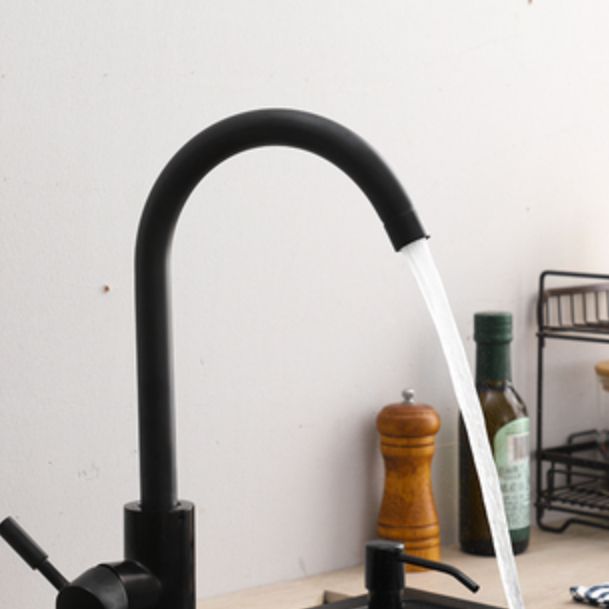 Skorter | Modern 1-handle bar faucet with connection lines kitchen faucet in black