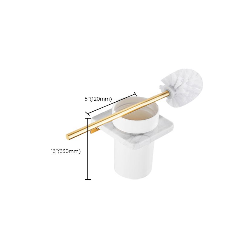 Skorter | Brushed Brass Bathroom Accessory Set Metal & Marble Bathroom Hardware Set with Bath Shelf