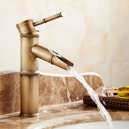 Skorter | Country House Vessel Faucet Brass Lever Handles Waterfall Spout Basin Faucet