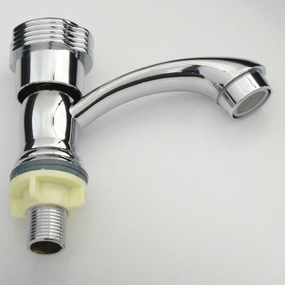 Skorter | Contemporary Faucet Knob Handle Low Arc Zinc Faucet in Silver