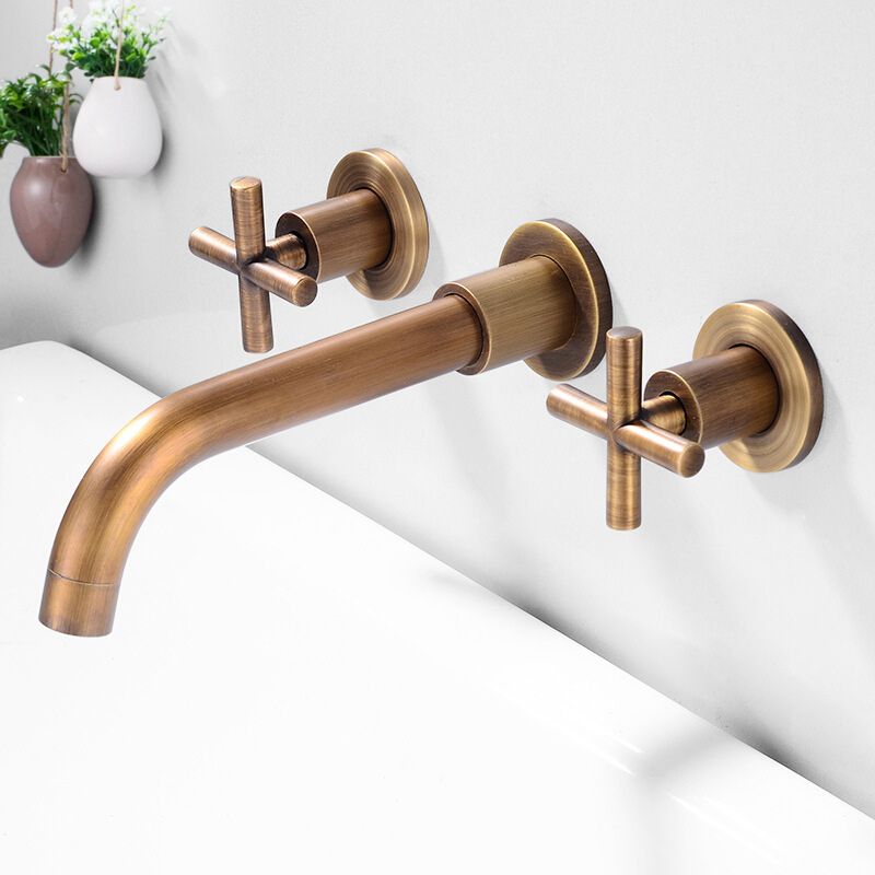 Skorter | 3 holes faucet 2 cross handle wall-mounted faucet for the bathroom