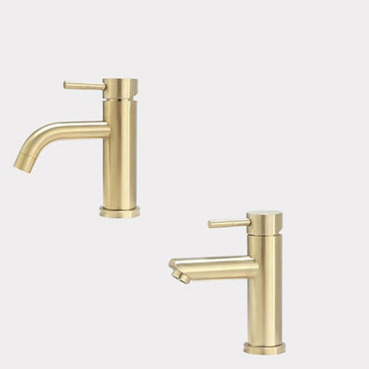 Skorter | Deck Mounted Roman Tub Faucet Low Arc Tub Faucet Set in Gold