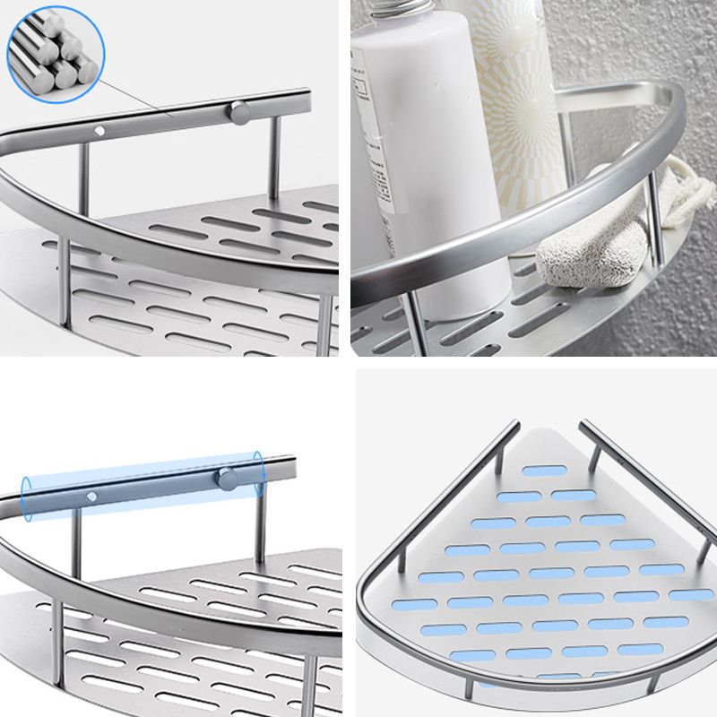 Skorter | 3-piece modern bathroom accessory set aluminum bath shelf in silver