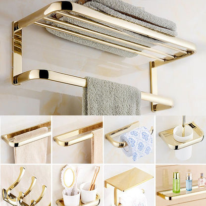 Skorter | Chrome/Gold Bathroom Accessory Set Modern Metal Bathroom Hardware Set