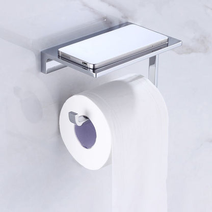 Skorter | Chrome brass modern bathroom accessory set with towel bar/ ring/ paper holder & bathrobe hook