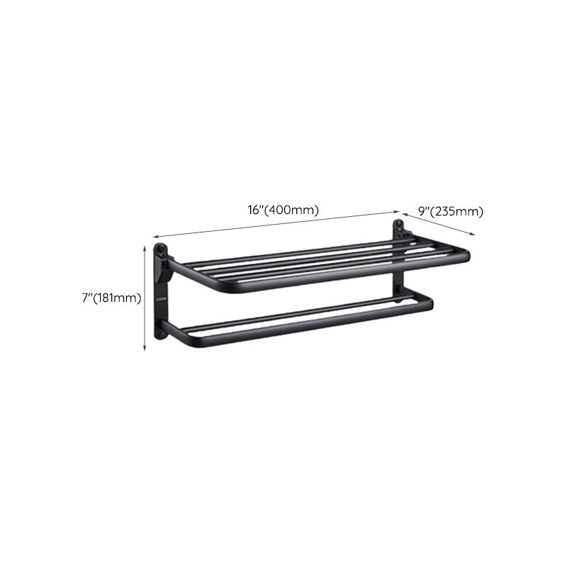 Skorter | Contemporary bathroom accessory set with black finish and bath shelf/towel bar