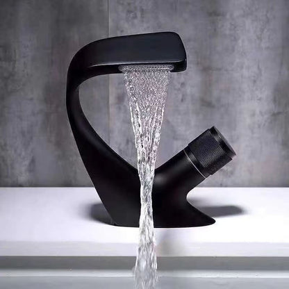 Skorter | Button Handle Faucet Contemporary Style Faucet with Waterfall Spout