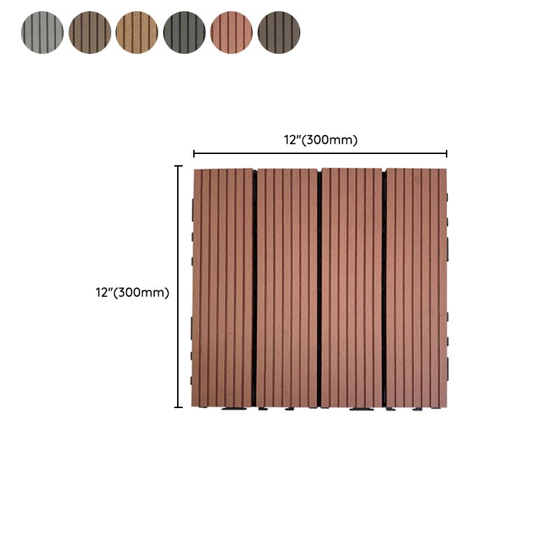 Skorter | Composite Square Patio Tiles Interlocking Striped Pattern Patio Floor Tiles