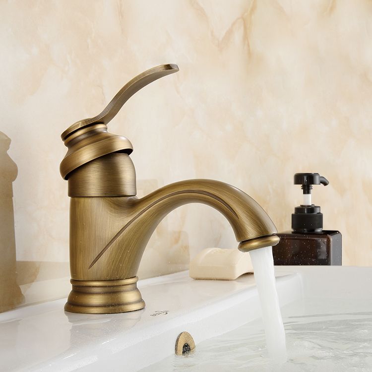 Skorter | Brass Bathroom Vessel Basin Faucet Single Lever Handle Round Basin Faucet with Water Hose