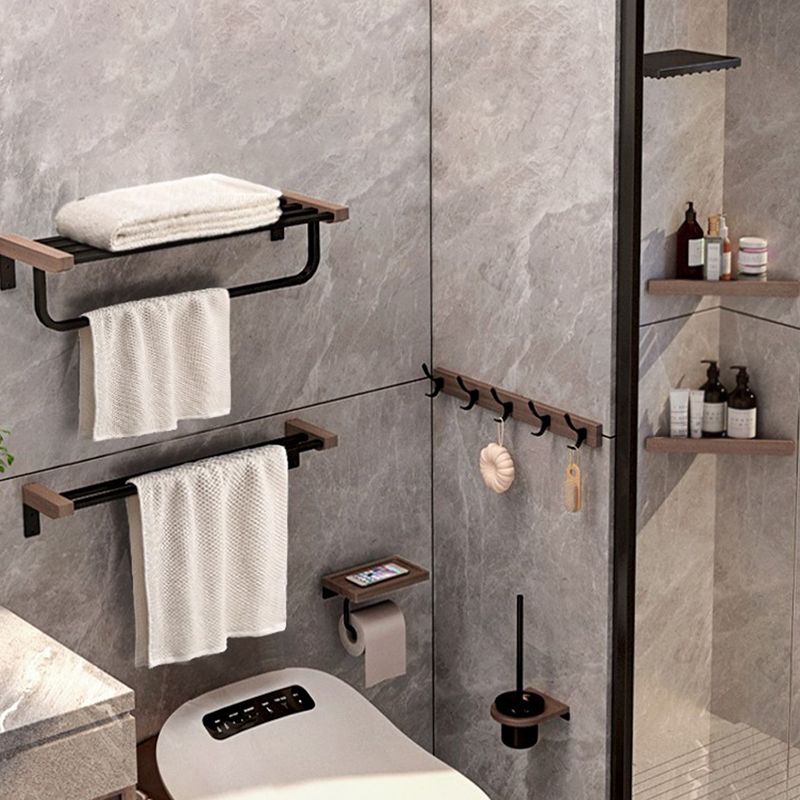 Skorter | 7-piece bathroom accessory set metal bath set with wood accents