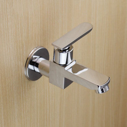 Skorter | Contemporary Wall Mounted Bathroom Faucet Lever Handles Solid Brass Faucet