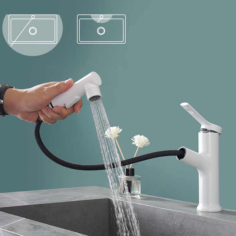 Skorter | Contemporary Single Handle Faucet Pull Out Kitchen Faucet with Lever Handle