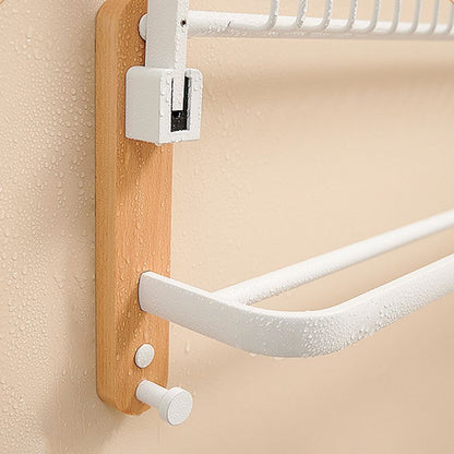 Skorter | Aluminium and Wood Bath Accessories Set White Bathroom Accessories Kit