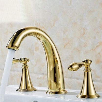 Skorter | Copper Deck-Mounted Roman Bathtub Faucet Low Arc Roman Bathtub Faucet Set
