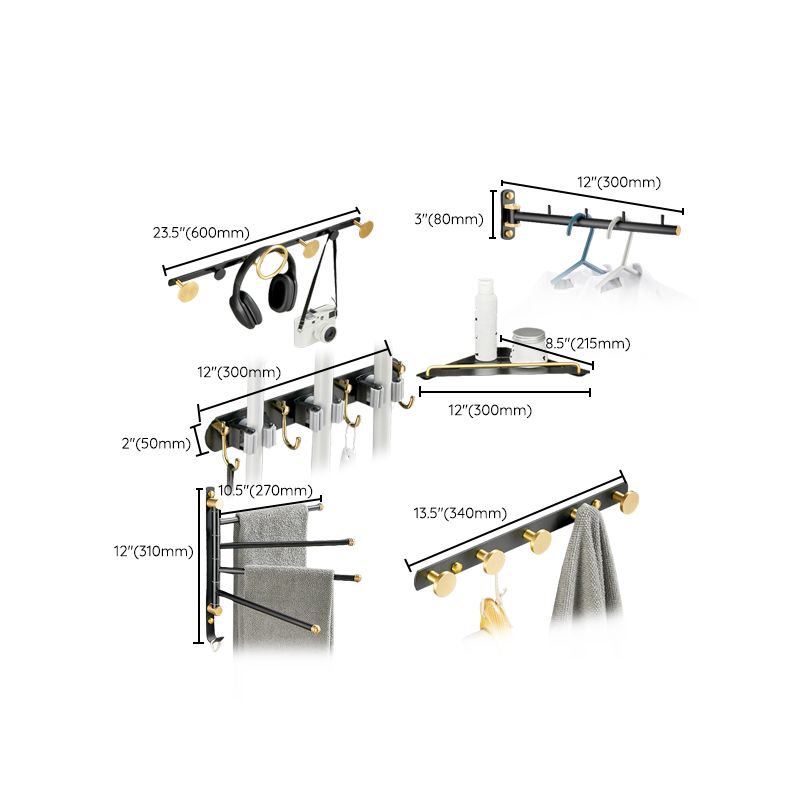 Skorter | 5-piece modern bathroom accessory set made of black brass bathroom hardware