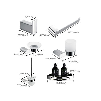 Skorter | Contemporary Bathroom Accessories Hardware Set in Silver with Soap Dish